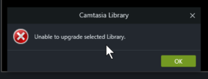 Unable to Upgrade Camtasia 9.1 Library