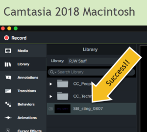 Camtasia 2018 Macintosh Library Asset Importede Successfully