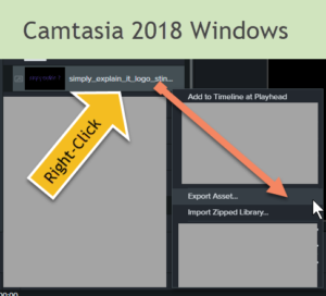 Camtasia 2018 Windows Right-Click Export Library